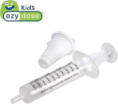 EZY DOSE Kids Baby Oral Syringe & Dispenser Calibrated for Liquid Medicine, Reduce Mess and Spills, Easy Way to Orally Administer Medication, 10 mL/2 TSP, Includes Bottle Adapter, Clear, BPA Free