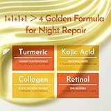 Turmeric & Collagen Overnight Peel-Off Mask – Retinol and Adenosine | Hydrating Brightening Facial Mask for Dull Skin | Vegan Formula with Honey Protein – Even Skin Tone& Tightening - Image 3