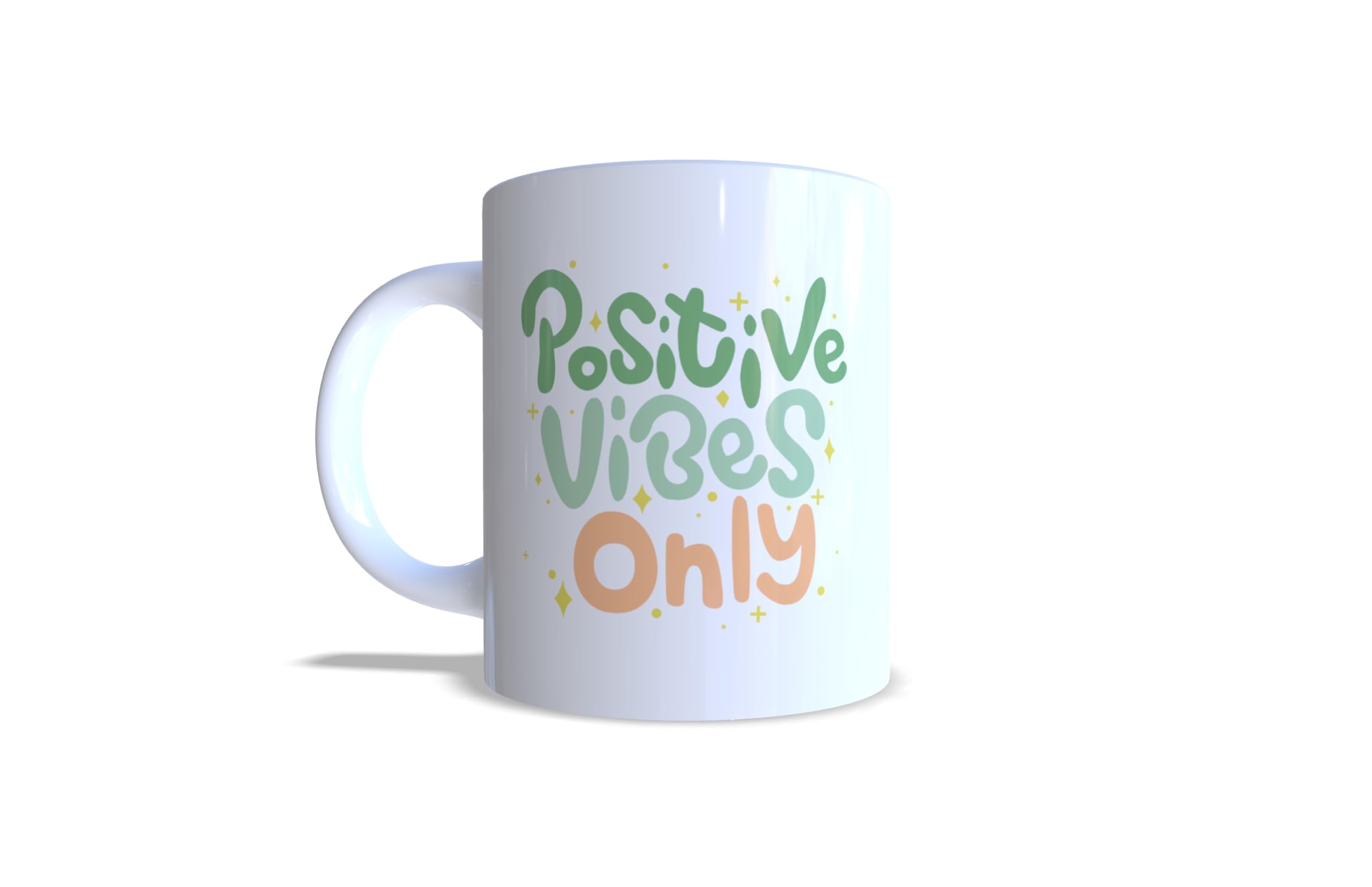 Positive Vibes Only - 325ml Ceramic Coffee Mug | Durable, Microwave & Dishwasher Safe | High-Definition Stylish Print - Perfect for Mornings & Gifting