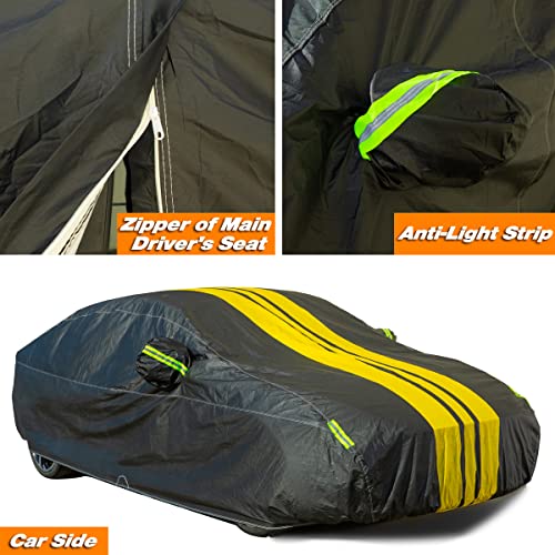 Auqdd 6-Layers Premium Suv/Mpv Full Padded Car Cover Waterproof All Weather Weatherproof Uv Sun Protection Snow Dust Storm Resistant Outdoor Exterior Custom Form-Fit With Straps 188"-200" Yellow #TOP2