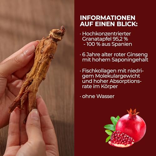 MYEONGWON Pomegranate Ginseng Collagen Jelly Sticks 280g | Korean Red Ginseng & Granatapfel | Fischkollagen mit Vitamin C | Inner Beauty Jelly Sticks 20g x 14