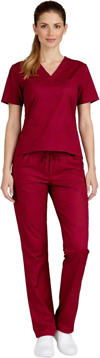 M&M SCRUBS Womens Scrub Set V-Neck Top & Pants | Soft Poly-Cotton Medical Uniform | Run Large