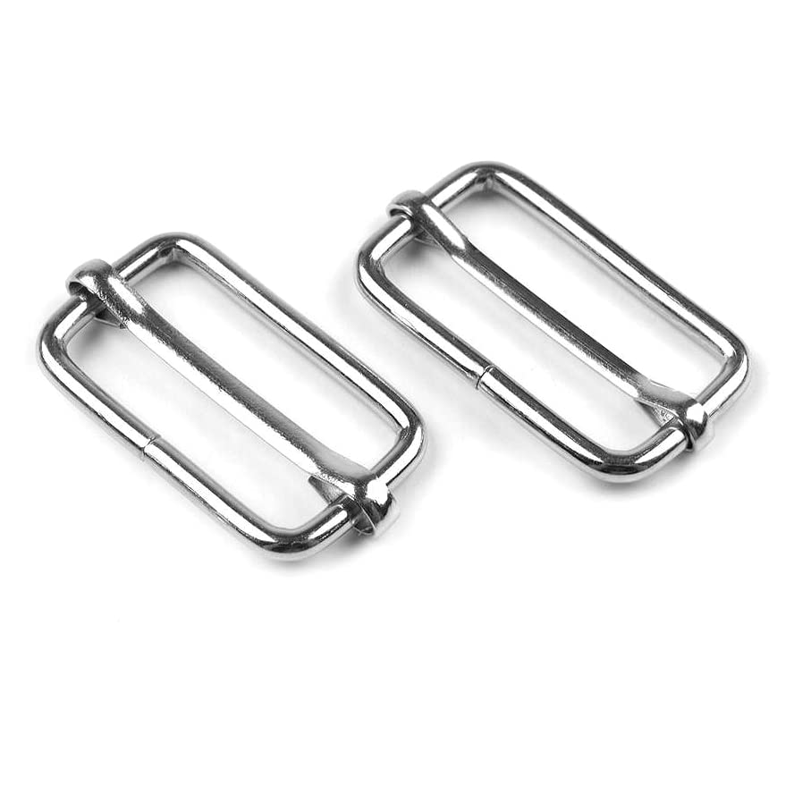SolaDirect 100 x 50 mm 3 Bar/Tri Glide Sliders Buckles Fasteners Backpack, for Webbing Strap, Bag, Accessories, Metal, Silver