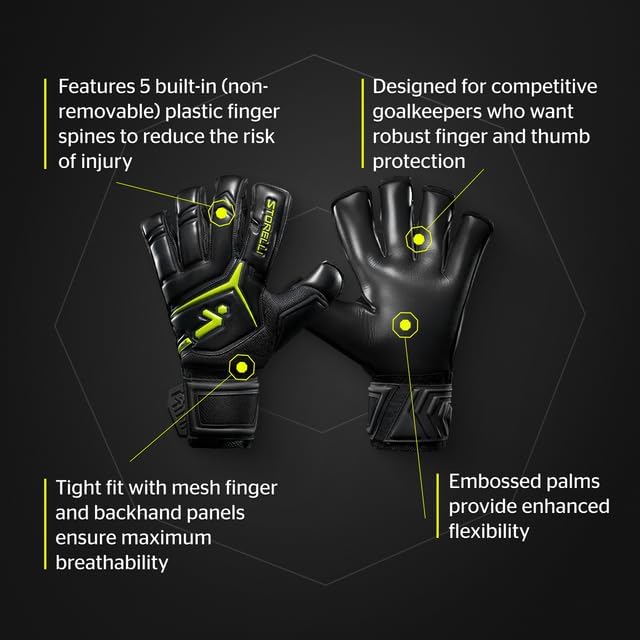 Miniatura 6 de Storelli Gladiator Elite Goalkeeper Gloves, Breathable High-Impact Hand Protection, Premium Hand Grip for Soccer Goalies