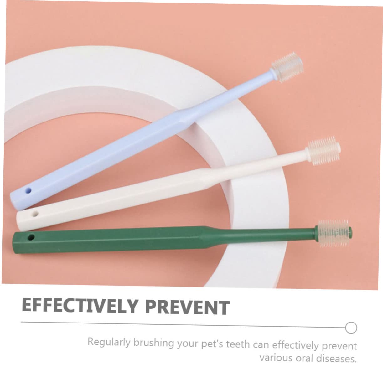 CIYODO Manual Pet Toothbrush 4 Pack for Cats Dogs Long Handle Soft Bristles Easy to Use Fit for Small Pets