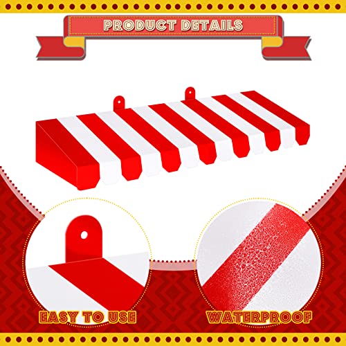 Image of Boao 4 Pcs 3D Cardboard Awning Decor,Red and White,Striped Style