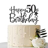 Maicaiffe Black Happy 50th Birthday Cake Topper,Hello 50 ,Cheers to 50 Years,50 & Fabulous Party...
