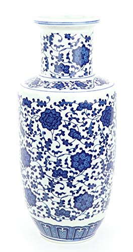 Vaso Cinese In Porcellana Nei Toni Del Blu E Del Bianco Con Decori Di Pesci E Alghe Ming Dinastia