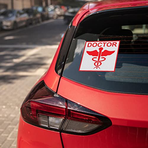 Image of CVANU Doctor Reflective Vinyl Exterior Decal for Vehicle 2pcs (11x11cm) Red cv7