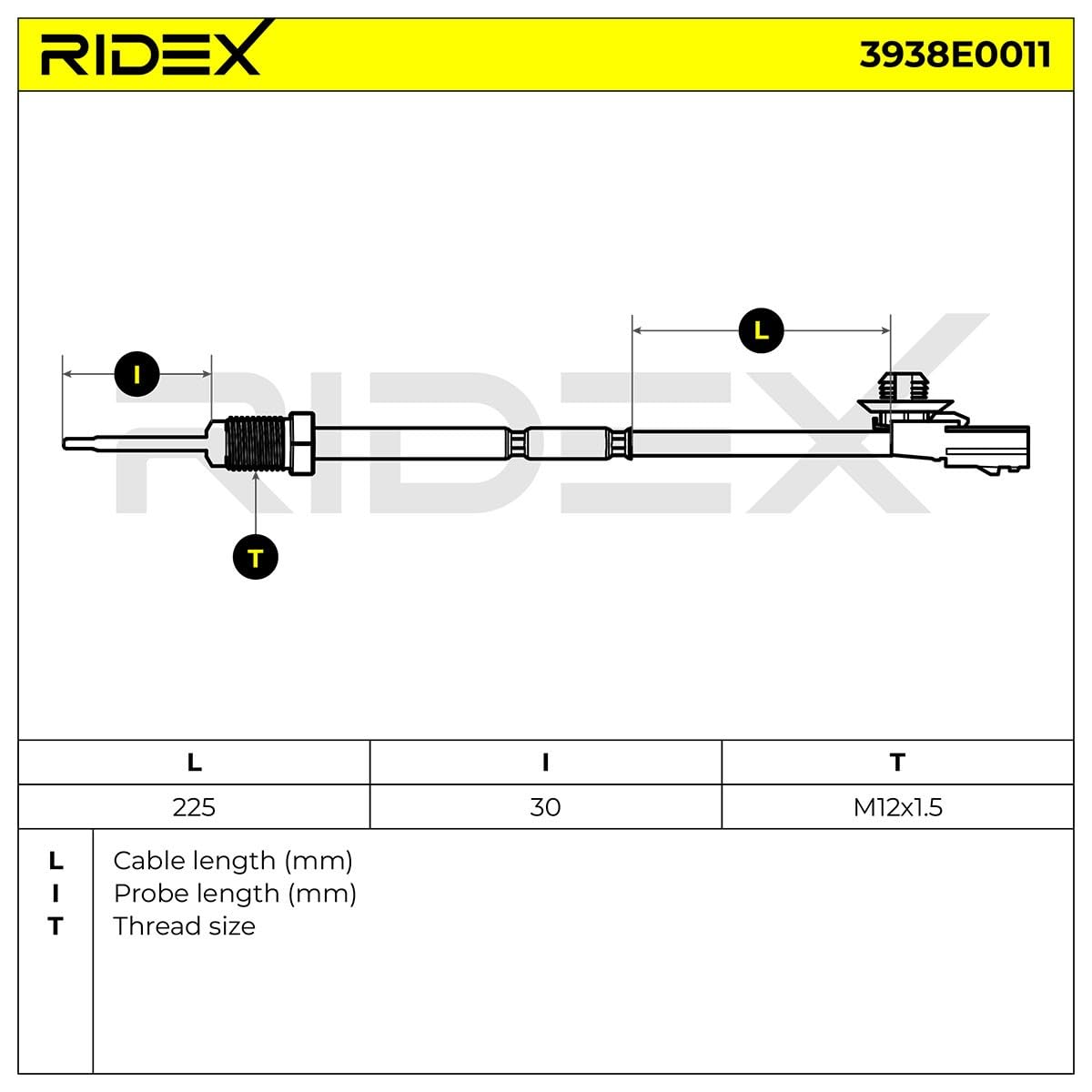 RIDEX 3938E0011 Sensore Temperatura gas scarico Compatibilità con RENAULT Clio 3 Hatchback BR0/1, CR0/1