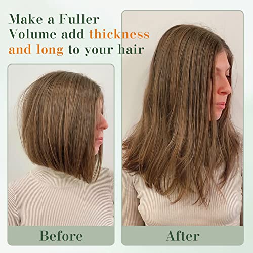 Image of Benehair One Piece Clip in Hair Extensions Human Hair Light Brown Hair Extensions Clip in Human Hair 20inch 3 /4 Full Head Straight Remy Human Hair 5 Clips