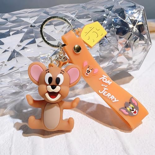 Image of Cute Cartoon Character Silicone 3D Key Chain with Strap Charm & Metal Hook, Merchandise Key Rings Gift for Kids Girls Boys Men & Women