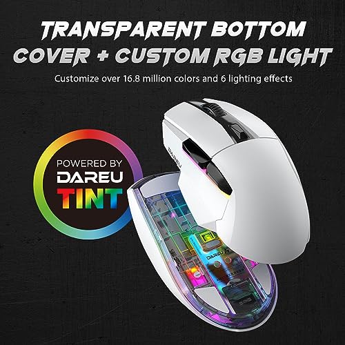 DAREU A955 Wireless Gaming Mouse with RGB Charging Dock: Tri-Mode 2.4G/USB-C/BT Mouse Up to 12K DPI Optical Sensor -KBS II Buttons Fully Programmable- 120 Hr Battery - Image 4