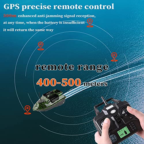 Barco cebador teledirigido para Pesca de Carpas con GPS y sonda, Gran Capacidad para Carga de 2 kg, 3 contenedores, Alcance de 500 m.