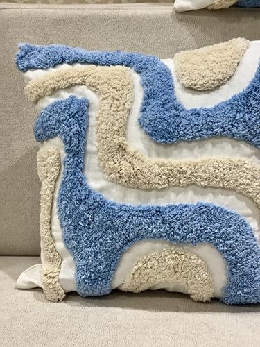 Image of Furnistitchs Premium Decorative Throw Cushion Pillow Cover Boho Home Decor - Living Room Bedroom Couch Sofa Cushion Covers 16 inch x 16 inch (1, Yellow Waves)