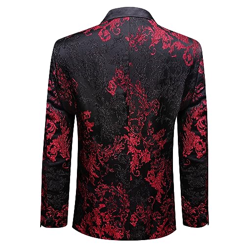 Image of Barry. Wang Men's Sport Coats & Blazers Flower Suit Jacket 1 Button Paisley Tuxedo Mardi Gras Carnival Parade Gift