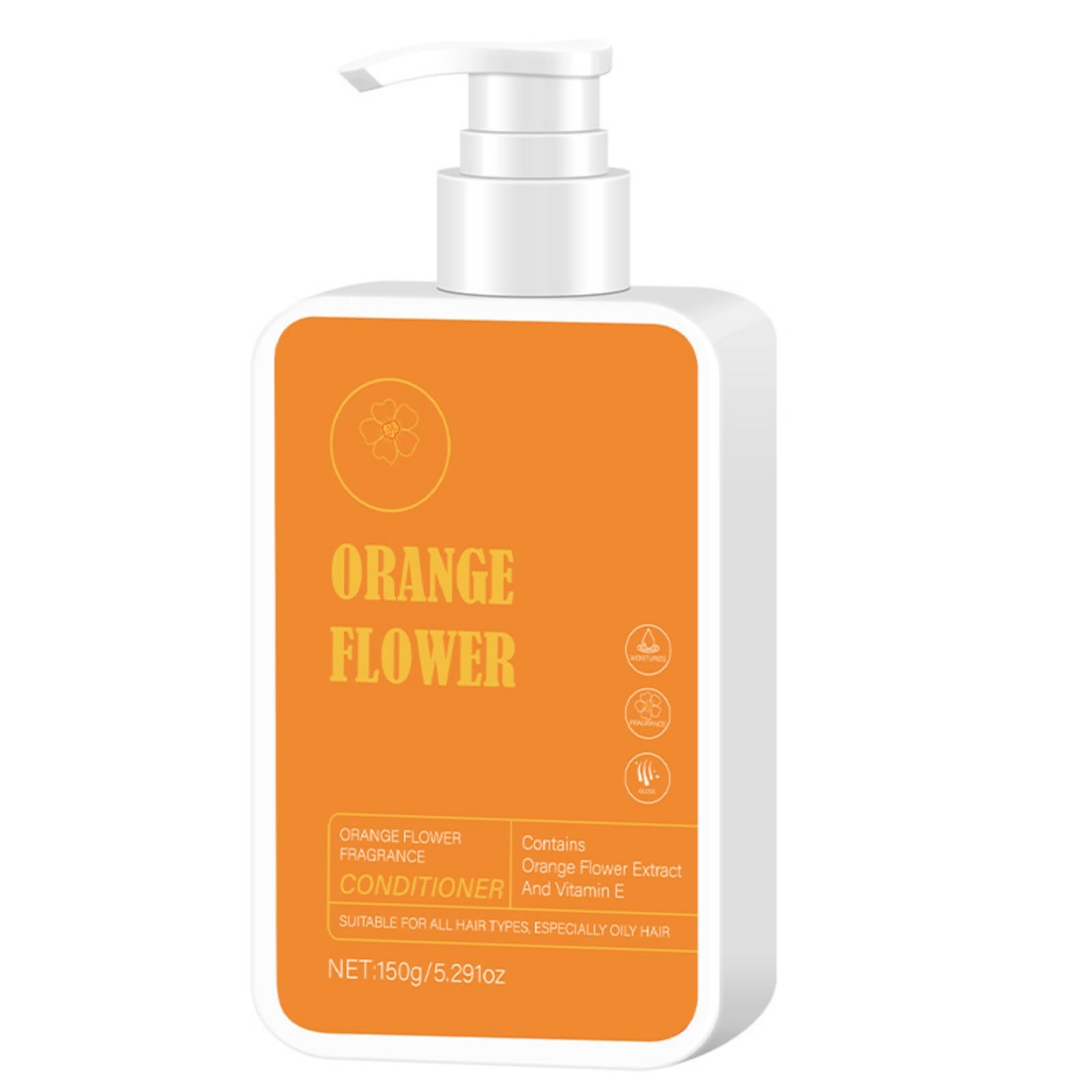 Orange Flower Fragrance Conditioner, Smoothing & Conditioning Moisturizing Frizz Control Conditioner for Natural, Curly, Dry or Damaged Hair,