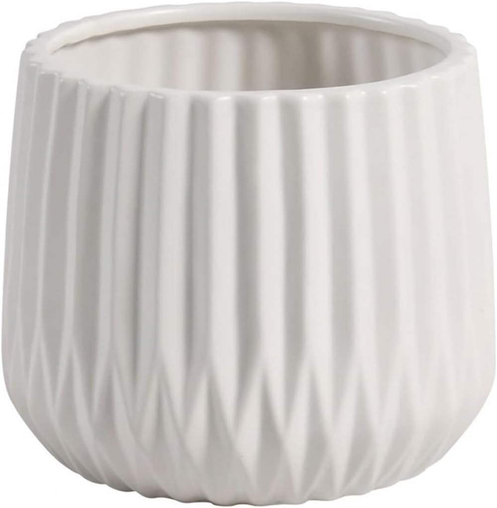 Doniczka na kwiaty Czarna/Biała Ceramiczna Doniczka na Rośliny Nowoczesny Minimalistyczny Styl Doniczka na Rośliny Trwały Pojemnik na Kwiaty Mały Pojemnik na Rośliny Dekoracyjna Doniczka -Biała||Średn