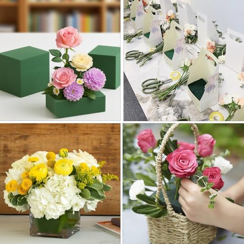 Steckschaum für Blumen 14x8x4cm,4er Blumensteckschaum Selbst Schneidbar, Nasssteckschaum Hohe Saugkraft für Frischblumen Kunstblumen, DIY Hochzeit Floristik Basteln Feiern