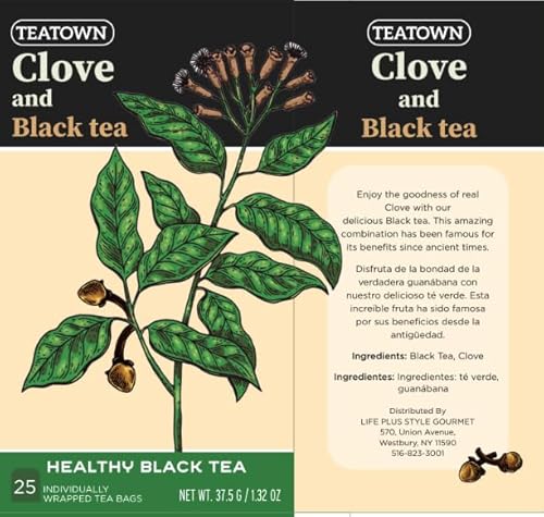 Premium Single Origin Clove Black Ceylon Tea Bags 25 Count Individually Wrapped Herbal, All Natural Full Bodied Aromatic Flavor -Caffeinated