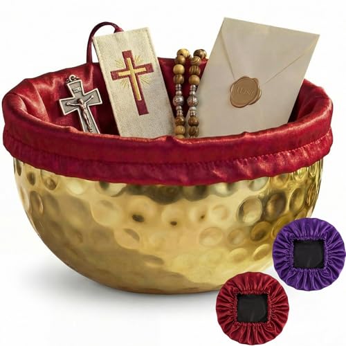 Zhehao 1 Pcs Large Offering Pot for Church Offering Pot with Removable Liner Prayer Ritual Bowl Tithes and Donations Smudge Basket for Church Communion Supplies (Classic)