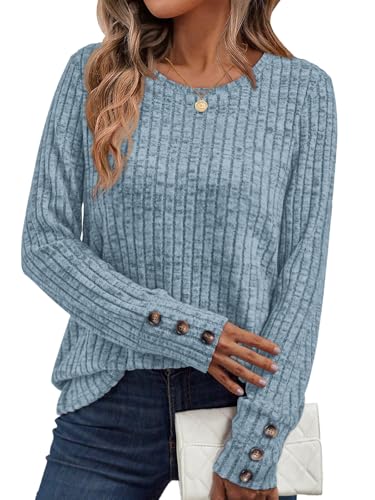 AUTOMET Women's Long Sleeve Shirts Fall Sweaters Lightweight Cute Tunic Tops Trendy Fashion Clothes 2025 Outfits