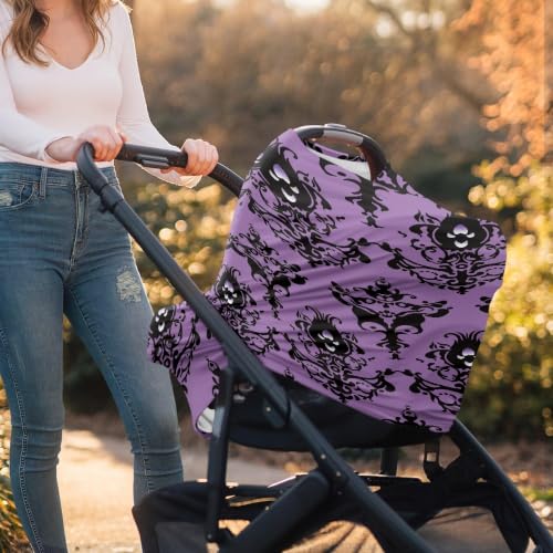Image of Halloween Car Seat Cover Baby Girl Boy Nursing Canopy, Goth Purple