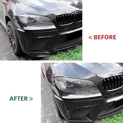 Cache paupière de phare BMW X6 E71 E72 2008-2014 noir carbone tuning - 6