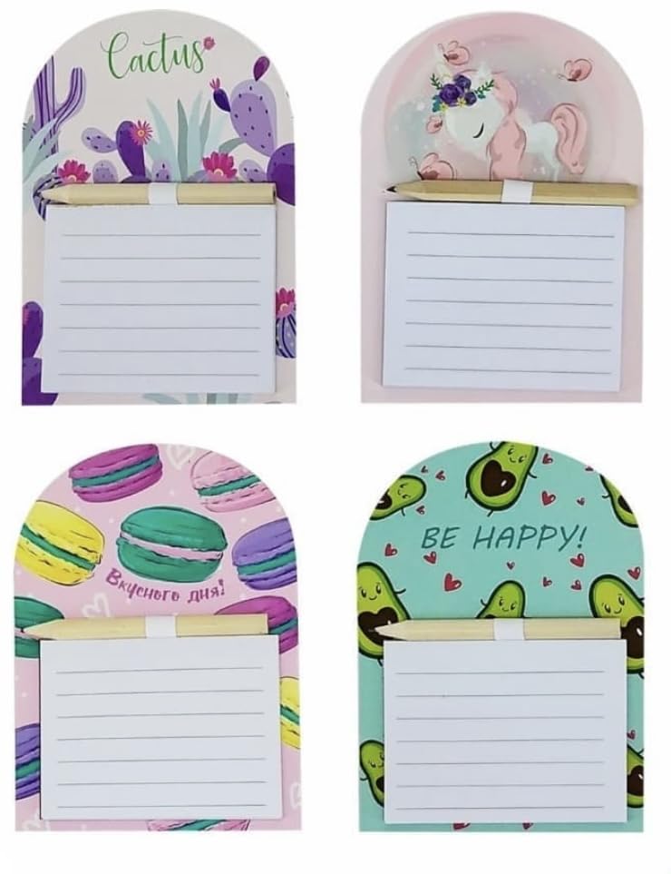 Levin Magnetic Fridge Notepad Set with Pencil Holder | Grocery List, to-Do List, Shopping List Notepads | Kitchen and Office Use (raindom design)