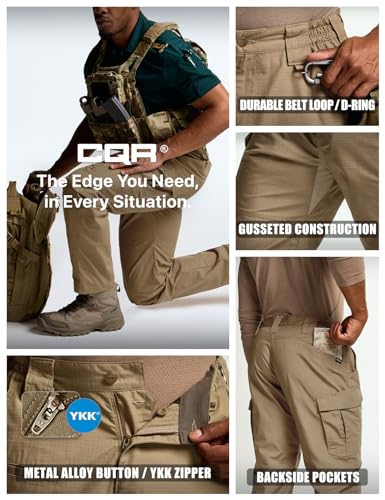 Image of CQR Men's Tactical Pants, Water Resistant Ripstop Cargo Pants, Lightweight EDC Work Hiking Pants, Outdoor Apparel