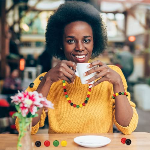 Lucleag 160Pcs Juneteenth Craft Wooden Bead, Black Red Green Yellow Round Wooden Beads Diy Crafts Kits, June 19Th 1865 Freedom Day Wood Beads Ornaments With Hemp Rope For Juneteenth Party Supplies #TOP2