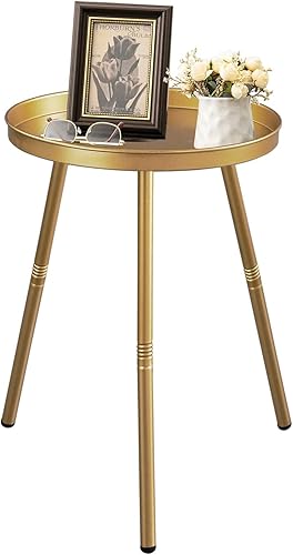 Miniatura 19 de AOJEZOR Mesa auxiliar: mesa auxiliar para cualquier habitación - Mesas auxiliares pequeñas para espacios pequeños, todo negro mate con 3 patas Negro