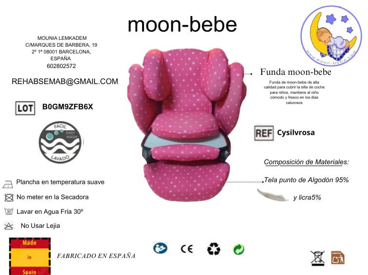 moon-bebe Cover Compatible with Cybex Solution M, Solution Fix (Pink) - Image 2