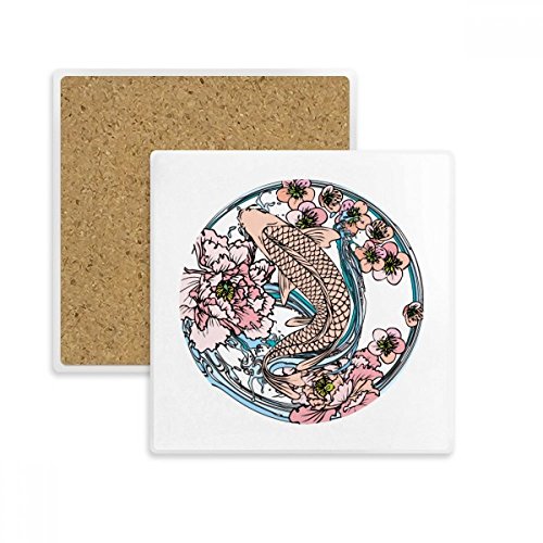 Coaster Tasse Pierre Absorbant Motif Lotus Carré DIYthinker - 2