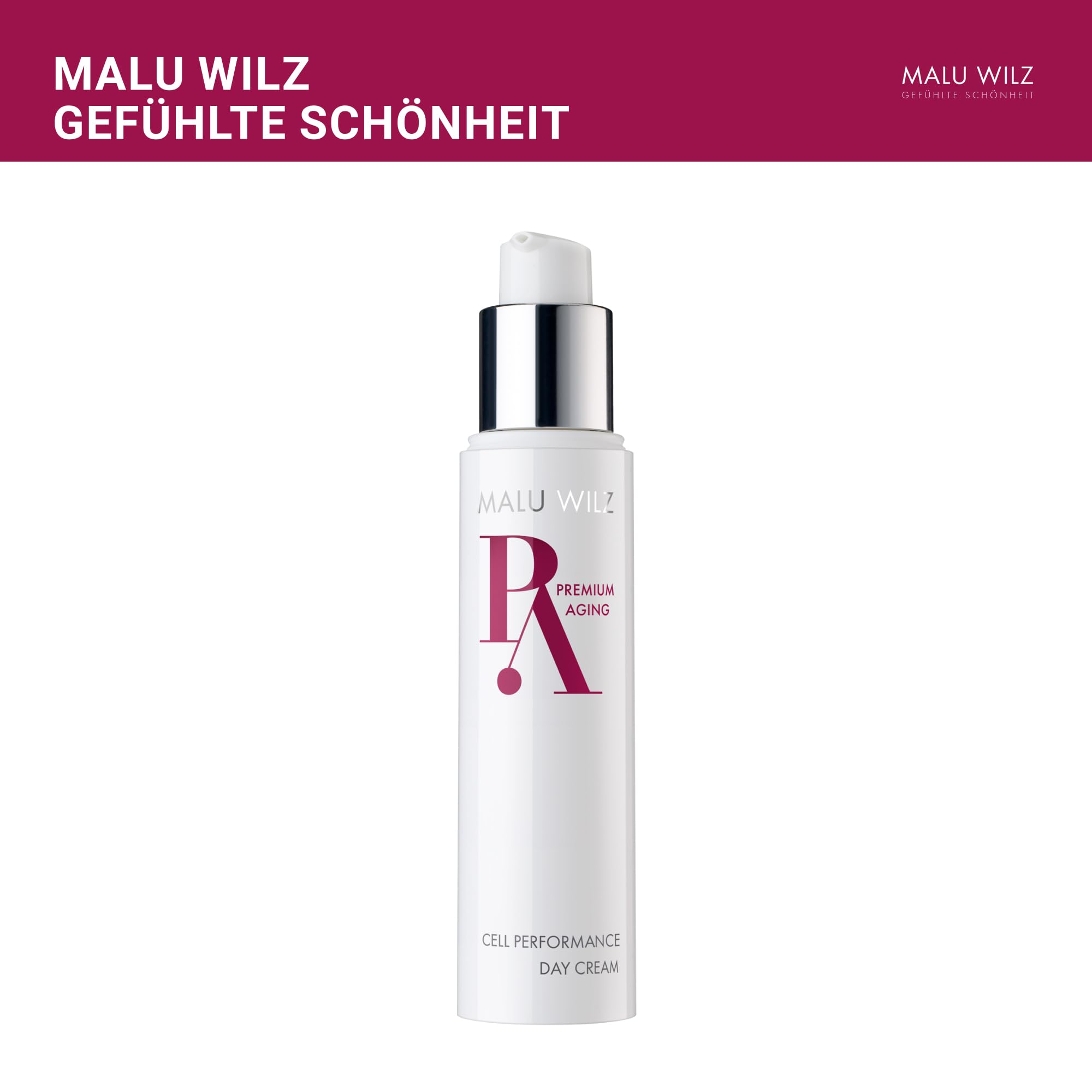Malu Wilz Premium Aging Cell Performance Day Cream 50ml I Anti Aging Gesichtspflege für trockene Haut I Feuchtigkeitscreme zur natürlichen Hautregeneration