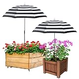 Abbylike 2 Set Plant Umbrellas for Outdoor Plants, Garden Umbrella Shade for Potted Plants and Garden Beds Plant Cover for Sun Summer Beach Terrace Lawn Swimming Pool (Stripe,Black and White)