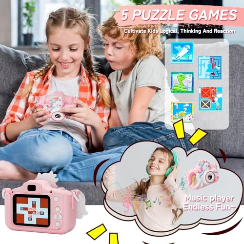 Kids Camera for 3-12 Year Girls, Digital Camera 2 inch for Children with 32GB SD Card Birthday Christmas Toy for 3 4 5 6 7 8 Year Old Creative Gift Pink - Image 5