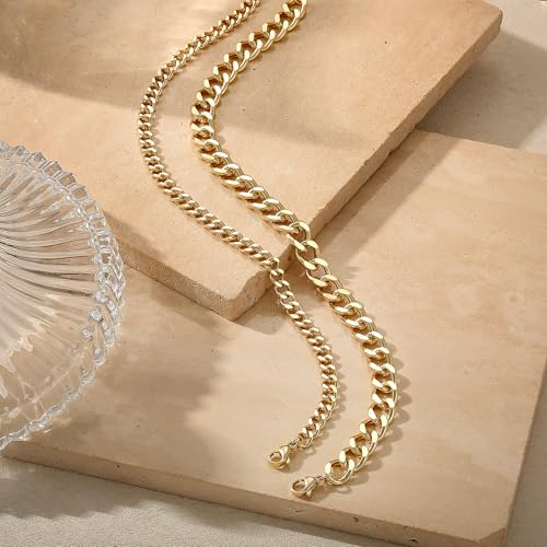 Image of Tewiky Chunky Ankle Bracelets for Women,Dainty Layered Waterproof Anklet for Women Adjustable Cuban Set Stackable Cute Summer Beach Jewelry Gift
