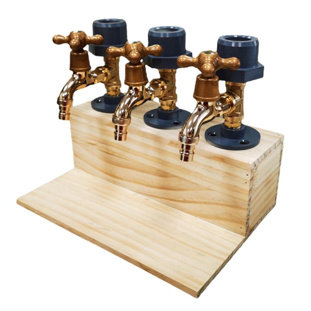 Kangmeile Wooden Whiskey Dispenser, Father's Day Liquor Alcohol Whiskey Dispenser Fountain Tap Shape For Party Dinner, 1/2/3 Bottle Liquor Dispenser Alloy Wine Dispenser