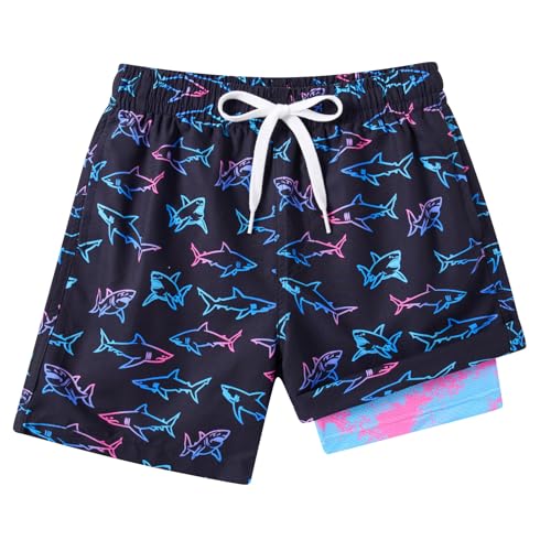 Boys Swim Trunks with Compression Liner Swimming Shorts Quick Dry Bathing Suit for 7-20 Years