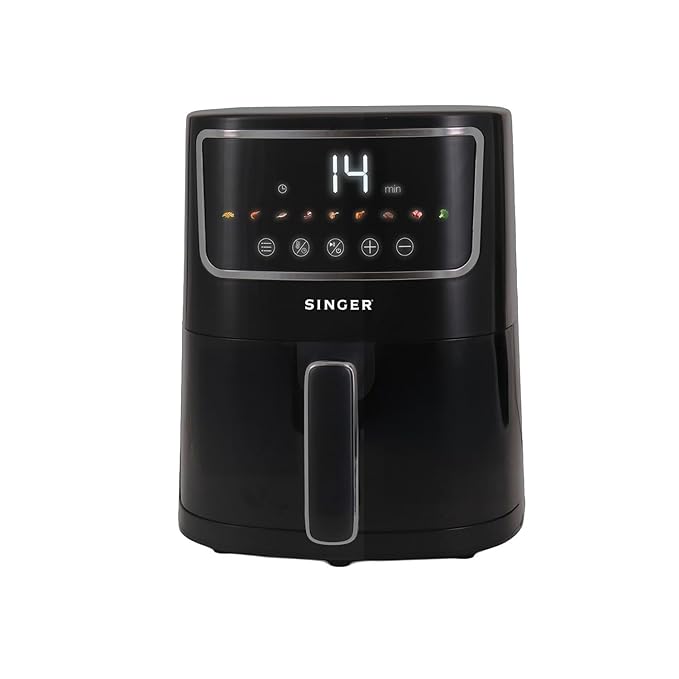 SINGER Electric Airfrio Air Fryer 1350W 4.4L Basket 100% Oil-Free Cooking Digital Display 10-in-1 Functions 360° High-Speed Air Circulation ISI Certified 2 Years Warranty
