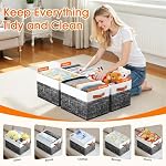 Collapsible Storage Baskets for Shelves,14"x10", 6 Pack Foldable Fabric Storage Bins with Double Leather Handles, Large Baskets for Organizing Books, Clothes, White & Black - Image 4