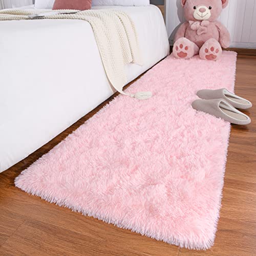Keeko Fluffy Area Rugs, 2X8Ft Cute Besides Rugs For Bedroom, High Pile Pink Runner Rug For Living Room, Indoor Fuzzy Rugs For Girls Kids Room Home #TOP1