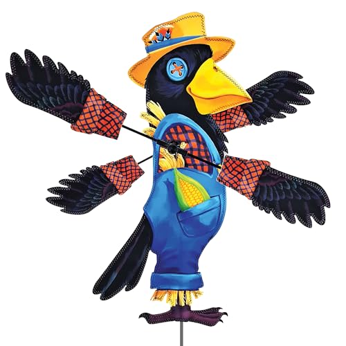 Whirligig Spinner Crow Scarecrow Fun Vibrant Wind Spinner Weather-Resistant Garden Decor Durable & Lightweight for Yards Patios and Gardens - Eye-Catching Outdoor Decoration