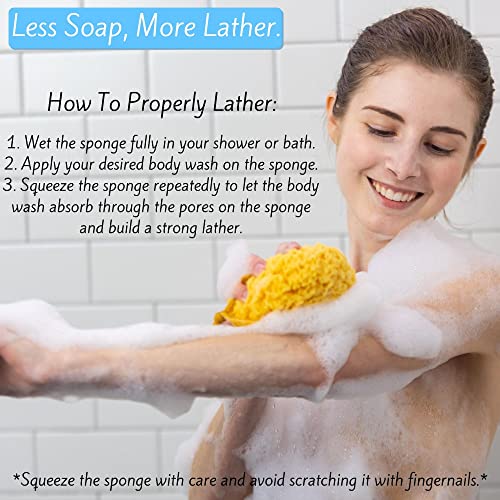Spongentle Deep Cleansing Body Loofah Sponge, Natural Colors, For Bath And Shower, Multiple Textures For Gentle And Deep Exfoliation, Generous And Rich Lather, (Pack Of 3) #TOP2