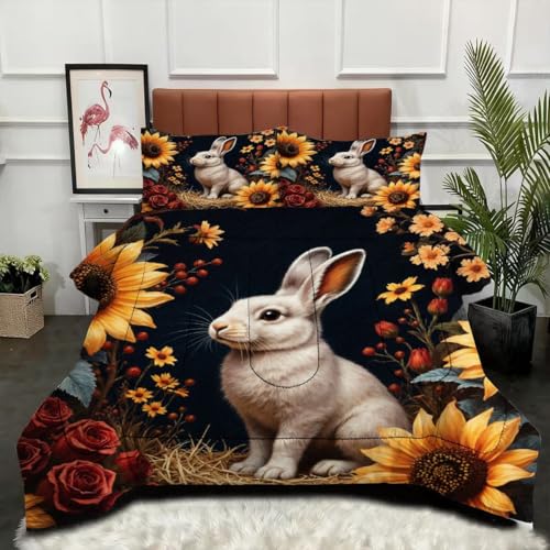 ZZXHG Edredón King Size Estampado 3D | Conejo Animal 3D, Nórdico Máximo Confort para Camas Grandes, Lavable, Reversible, Incluye 2 Fundas de Almohada 50x75 cm_j12906