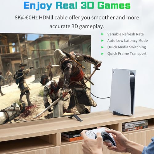 Duttek 8K 90 Degré HDMI câble 1FT, 48Gbps Angle gauche court HDMI 2.1 Cord, Ultra mince flexible Slim Compatible pour le jeu PC moniteur TV moniteur PS5 Ordinateur Xbox