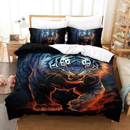 Housse de couette 140x200 cm impression 3D tigre haute densité