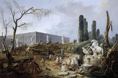 Impression sur toile Grove of the Baths, une oeuvre d'art de prestige signée Hubert Robert