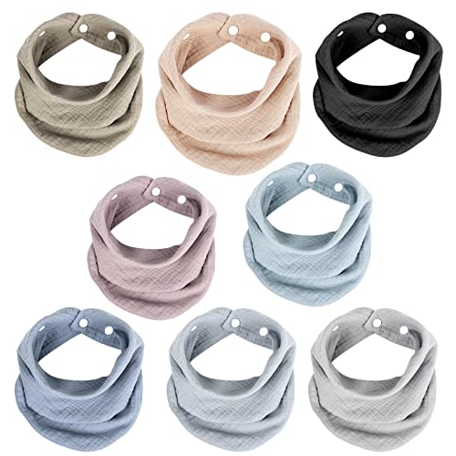 Image of Muslin Bandana Bibs, Organic Drool Bibs for Neutral Boy Girl, Unisex Baby Bibs Soft & Absorbent for Newborns 0-36 Months